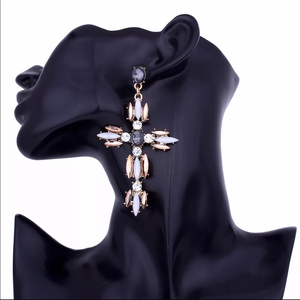 Rhinestone Cross Earrings